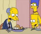 Charles Montgomery Burns üç şaşkın benzerim balık Marge ve Bart yemek için onlara hizmet gözlü